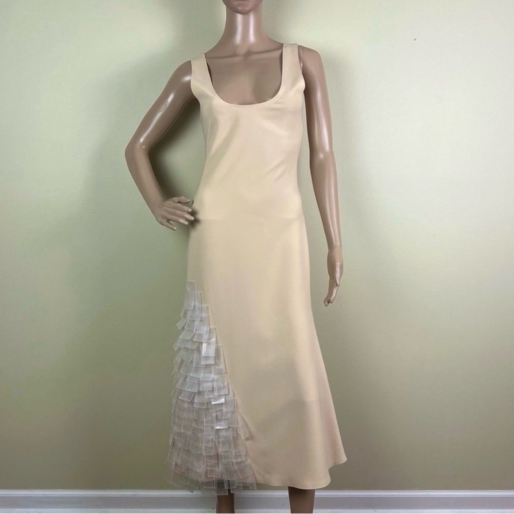 NEW A.W.A.K.E. MODE BEIGE FITTED TANK MIDI DRESS - Picture 2 of 8